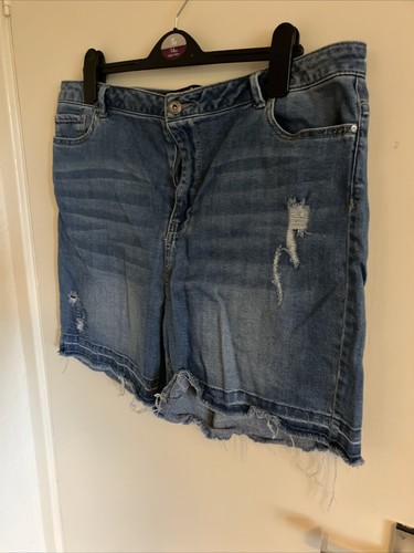 Ladies Blue Denim Hot Pants Size 16 By Simply Be - Picture 4 of 7