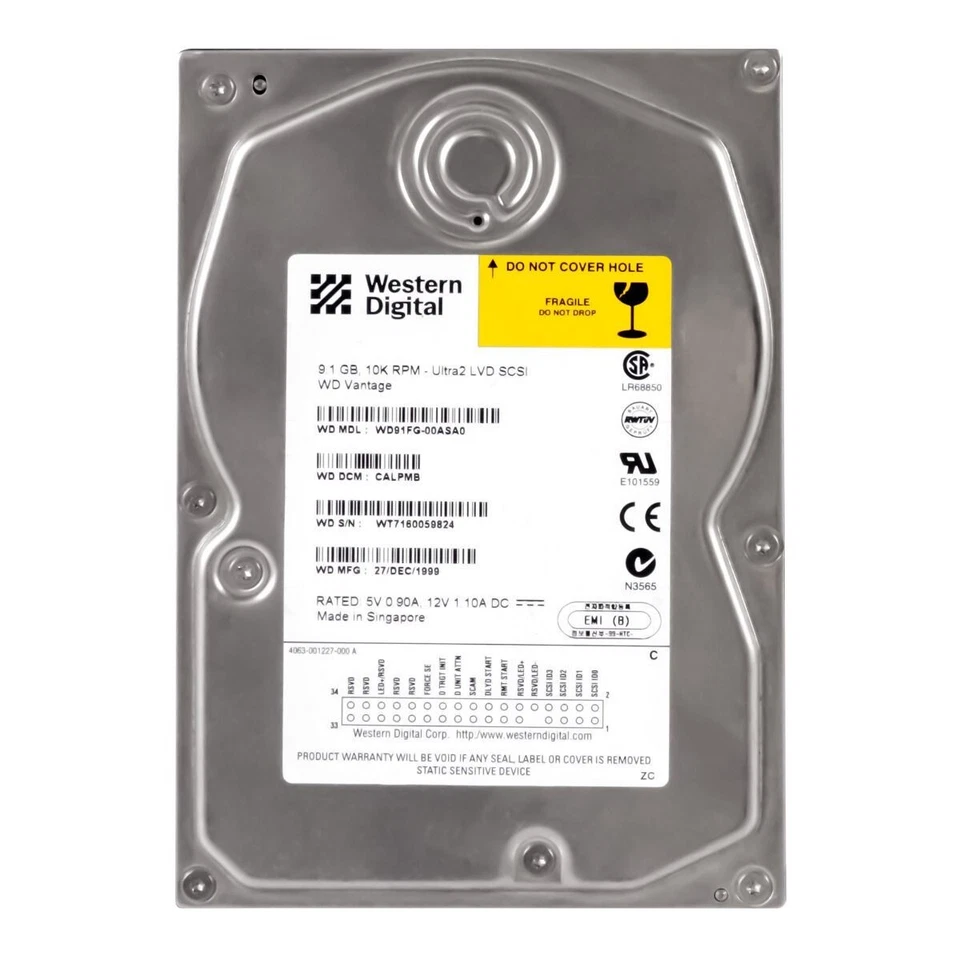 Hard Drive WD WD91FG-00ASA0 9.1GB 10000U/Min 2MB SCSI ULTRA2 68-pin 3.5 " Inch - Image 3 of 3