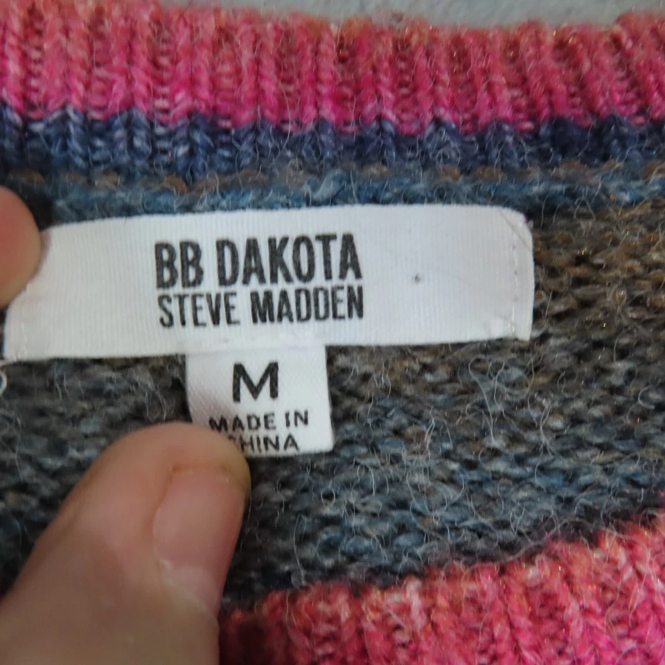 Suéter BB DAKOTA Mujer Mediano Naranja Rosa Púrpura Azul Rayas Mezcla de Lana Tejido Foto 2 de 4