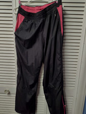 Danskin Now Ladies SZ L 12-14 Black Pink Accent Athletic Pants Zip Ankles