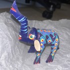 Oaxacan Mexico Wood Carving Alebrije Elephant Purple Blue Red Medium Size — photo 2
