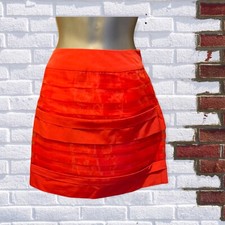 M S - Womens UK 6 Red Silky Style Short Lined Mini Skirt