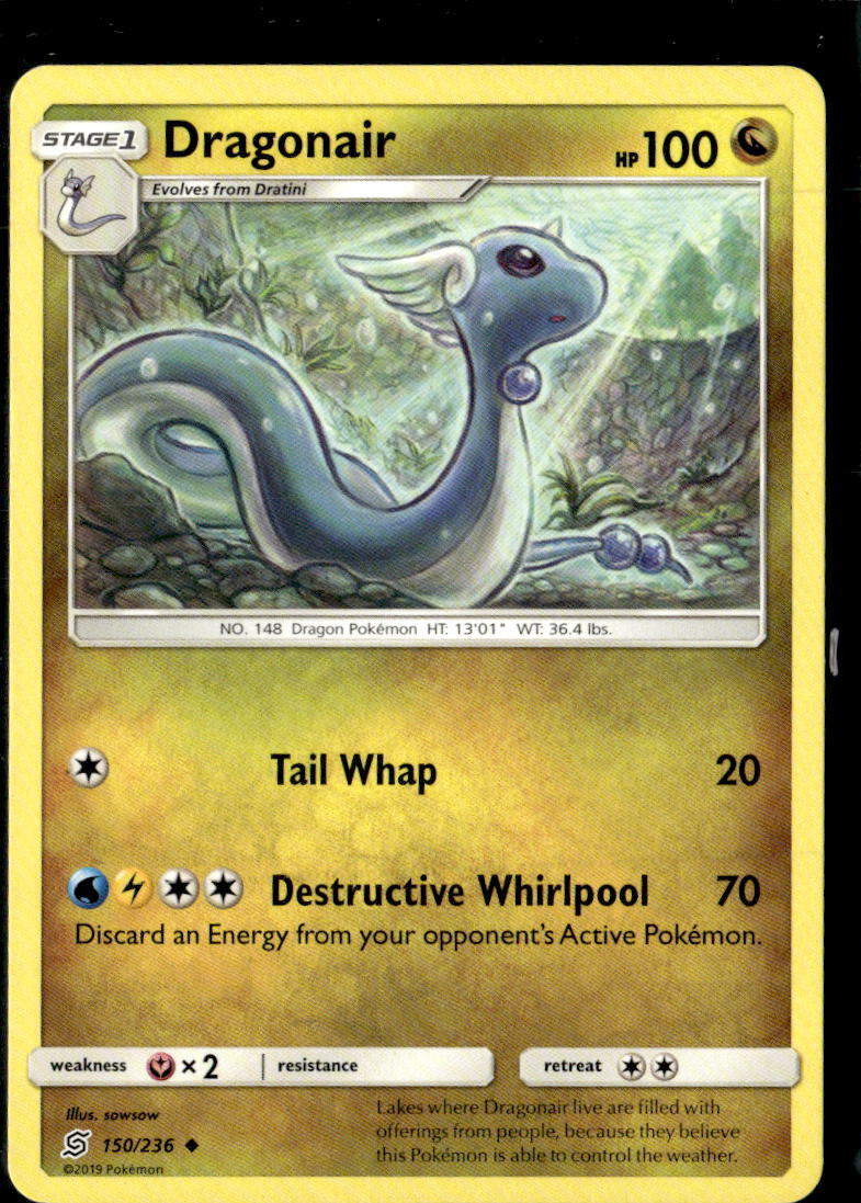 Pokemon Dragonair 150/236 Unified Minds Non Holo Uncommon 2 Card Lot