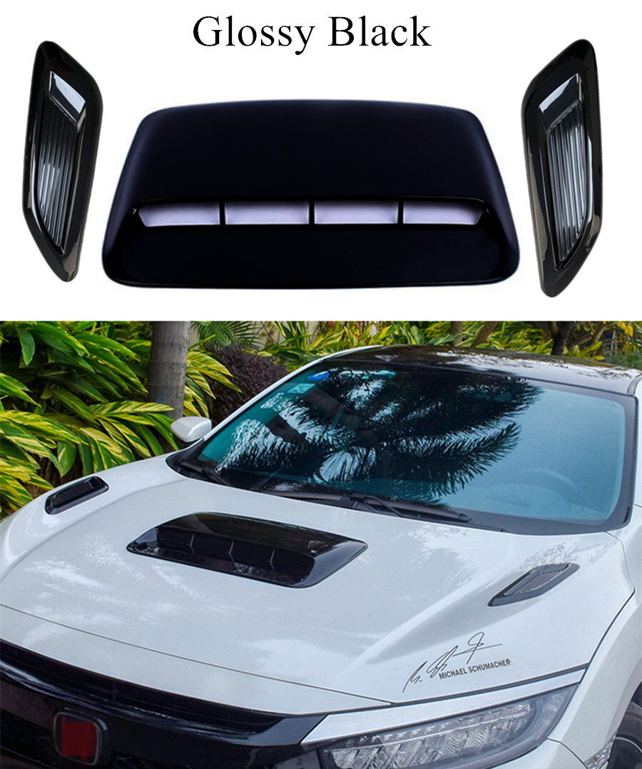 3PCS Universal Black Car Air Flow Intake Hood Scoop Vent Bonnet Decorative Cover