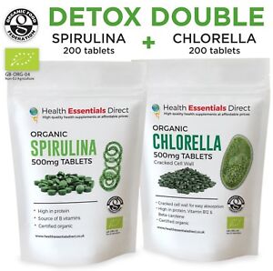 wandelen Specialiseren Geschatte Detox Doppel-Spirulina Tabletten x 200 + Chlorella Tabletten x 200 | eBay