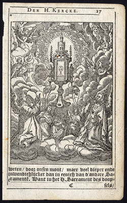 Antiker religiöser Druck - Monstranz - Gesegnetes Sakrament - S. 17 - van Sichem - 1647