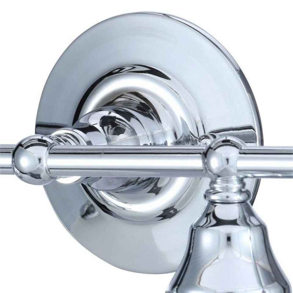 Luz de tocador Asten cromada de 4 luces con pantallas de vidrio grabado ópalo iluminación de baño Foto 3 de 4