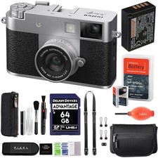 Fujifilm X Half Digital Camera Silver Bundle with Extra Battery More
