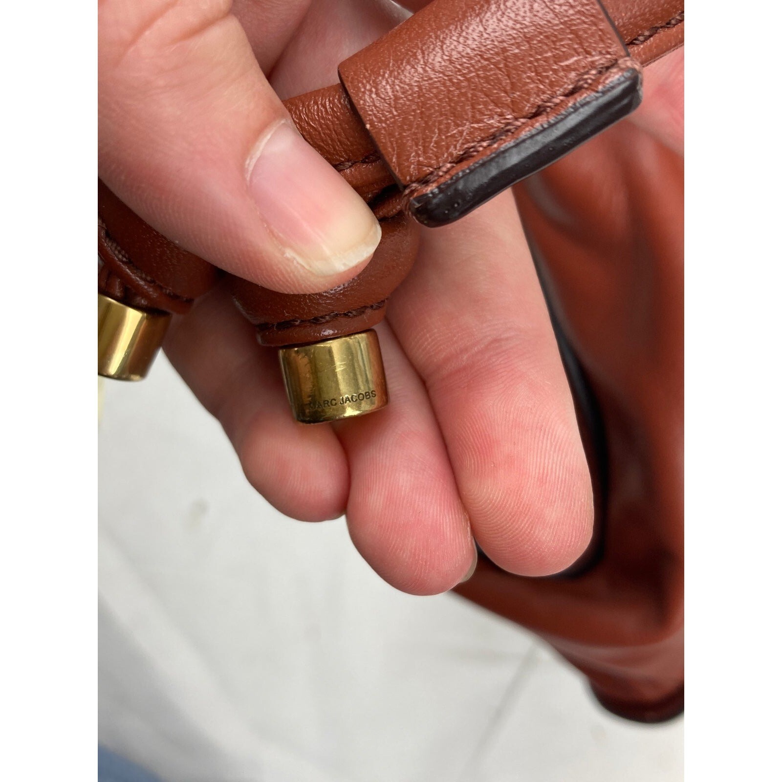 Marc Jacobs Tied Up Brown Leather Crossbody Bag Purse Gem