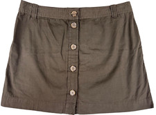 Womens Brown Button-Front Skirt By J.Crew 2 Cotton Casual Style Travel Casual