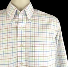 Paul Fredrick Oxford Button Up Dress Shirt Mens M Finest Supima Cotton Check