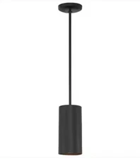 Access Lighting Pilson 1-Light Matte Black Metal Pendant with Metal Shade