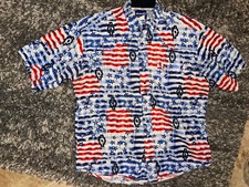 Vtg Wrangler Western American Flag Patriotic Pearl Button Up SSleeve Shirt sz L