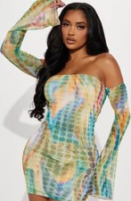 Fashion Nova Here to Slay Mesh Mini Dress - Multi Color Size Large