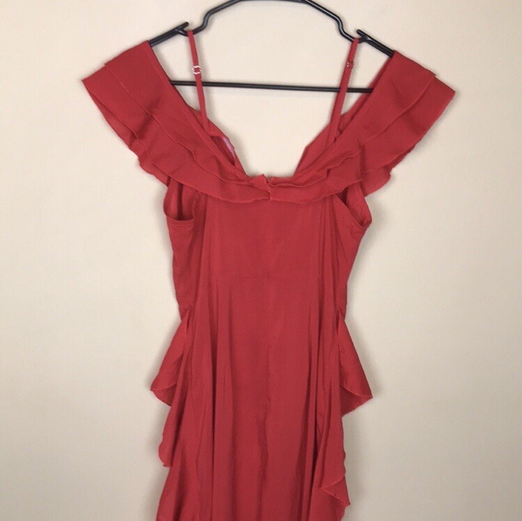 Layered Pretty Little Thing Red Cold Shoulder Ruffle Dress PrettyLittleThing  Women's Red Ruffle Off The Shoulder