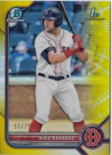 Niko Kavadas 2022 Bowman Chrome First Yellow SSP /75 #BCP-68 - BOS RED SOX