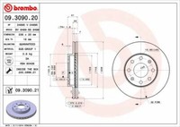 2X Brembo 09.3090.21 Bremsscheibe Vorne FüR Chevrolet Daewoo