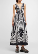 NWT $265 FARM Rio Macaw Elegance Maxi Dress in Black / White - size XS + XL!