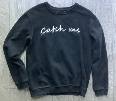 RARE Angel Wings  back with  CATCH ME+IF WE CAN  Sweatshirt solid black size S
