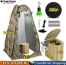 Outdoor Portable Toilet Set with Camping Night Lantern Pop Up Privacy Tent US