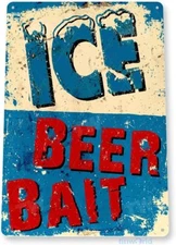 Tinworld Tin Metal Signs 8x12 In Beer Ice Sign Bait Sign Retro Fishing Marina Ta