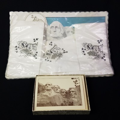 Vtg Mount Rushmore Presidents 20 Napkins 10 Placemats 10 Coaster 8 Note Cards