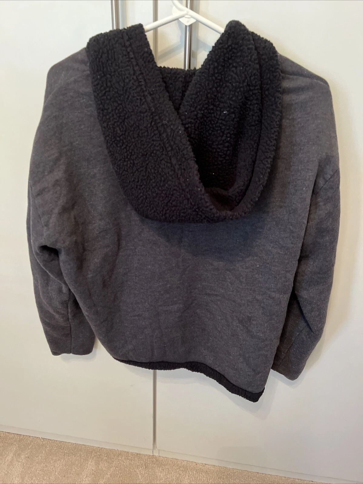 UNDERCOVER Victoria's Secret ROSA Felpa con Cappuccio Foderata Sherpa Full Zip Reversibile Nera Small