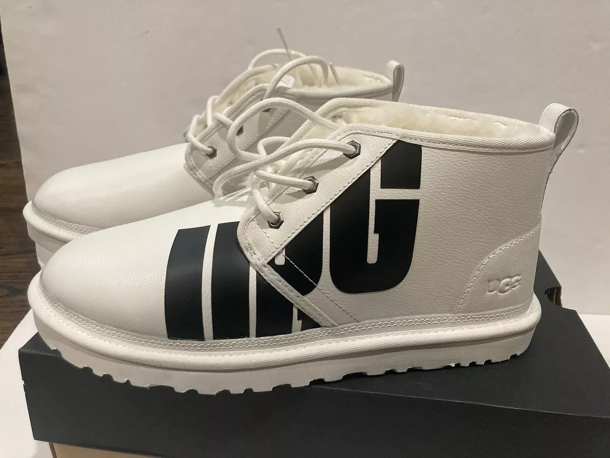 UGG NEUMEL CHOPD MEN BOOTS PEBBLED WHITE LEATHER US 12