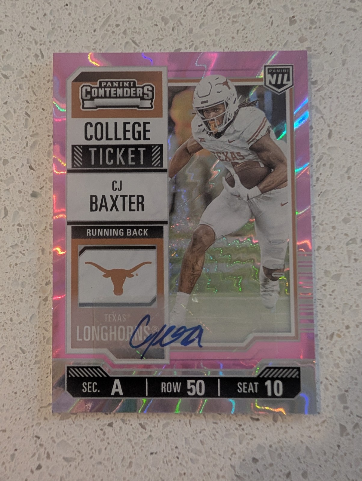 Panini 2025 NIL University of Texas CJ Baxter College Ticket Auto #3 08/99