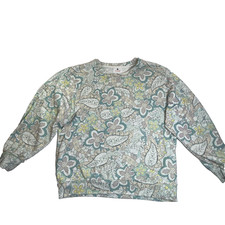 Sundry Paisley 3/4 Sleeve Sweatshirt Muted Pastel Crewneck Size 2 Medium 8-10