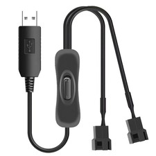 HSZJsto DC 12V Voltage Step-Up USB to Dual 3  4-Pin PC Fan Sleeved black