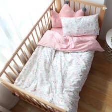 3 Pcs Baby Crib Bedding Set Cotton Kit Include Pillowcase Sheet Cover Room