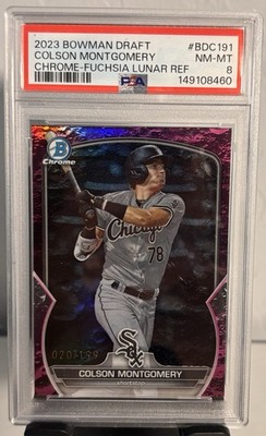 2023 Bowman Draft Colson Montgomery #bdc-191 Fuchsia Lunar /199 PSA 8