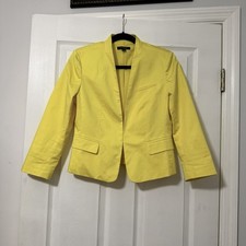 Ann Taylor Women  s Yellow Open Front Blazer Jacket Size 6 Career Cotton Blend