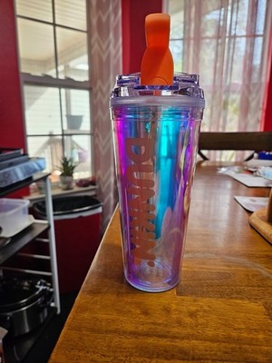 New Dunkin Donuts - 24oz Orange Insulated Travel Cup Tumbler w/ Straw 2023
