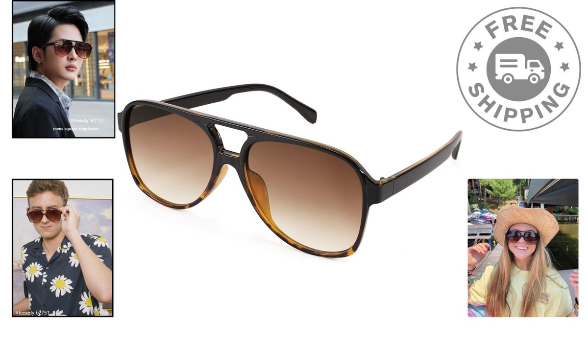 Vintage Retro 70s Large Squared Aviator Sunglasses for Women  display picture 1
