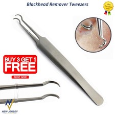 Blackhead Remover Tweezers Acne Pimple Blemish Extractor Curved Needle Clip Tool