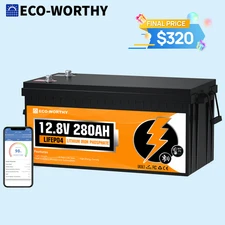 ECO-WORTHY 12V 280Ah 3584Wh LiFePO4 Lithium Battery Bluetooth 24V/36V/48V For RV