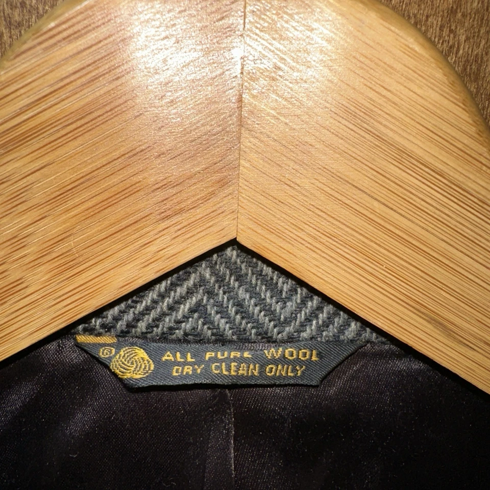 Шерстяное пальто Marshall Field's в елочку мужское 42 винтажное - Изображение 3 из 4