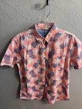 Izod Saltwater Shirt Men  s size Large Floral Short Sleeve Hawaiian Button Up