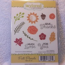 Taylored Expressions TEMD81 Rubber Stamp Set Fall Flowers Words Unmounted