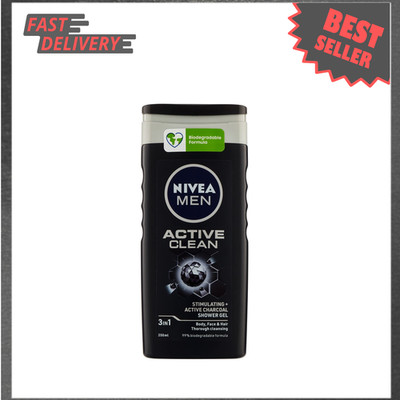 Men Shower Gel Active Clean with Natural Charcoal 250ml Deep Cleansing, Fresh