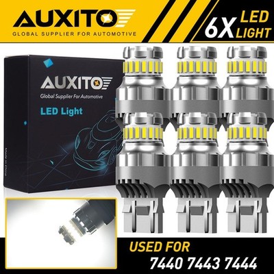 6X AUXITO 7443 7440 Brake Tail Turn Signal Back up Reverse Light Bulb White EAW