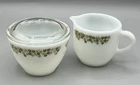 Vintage Corning Ware Pyrex Crazy Daisy Creamer and Sugar with Lid Set