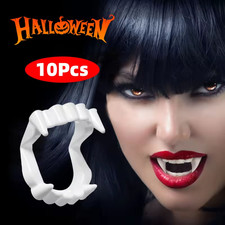 10Pcs Halloween Vampire Denture Luminous Fake Teeth Dress Up Props Horror Zombie