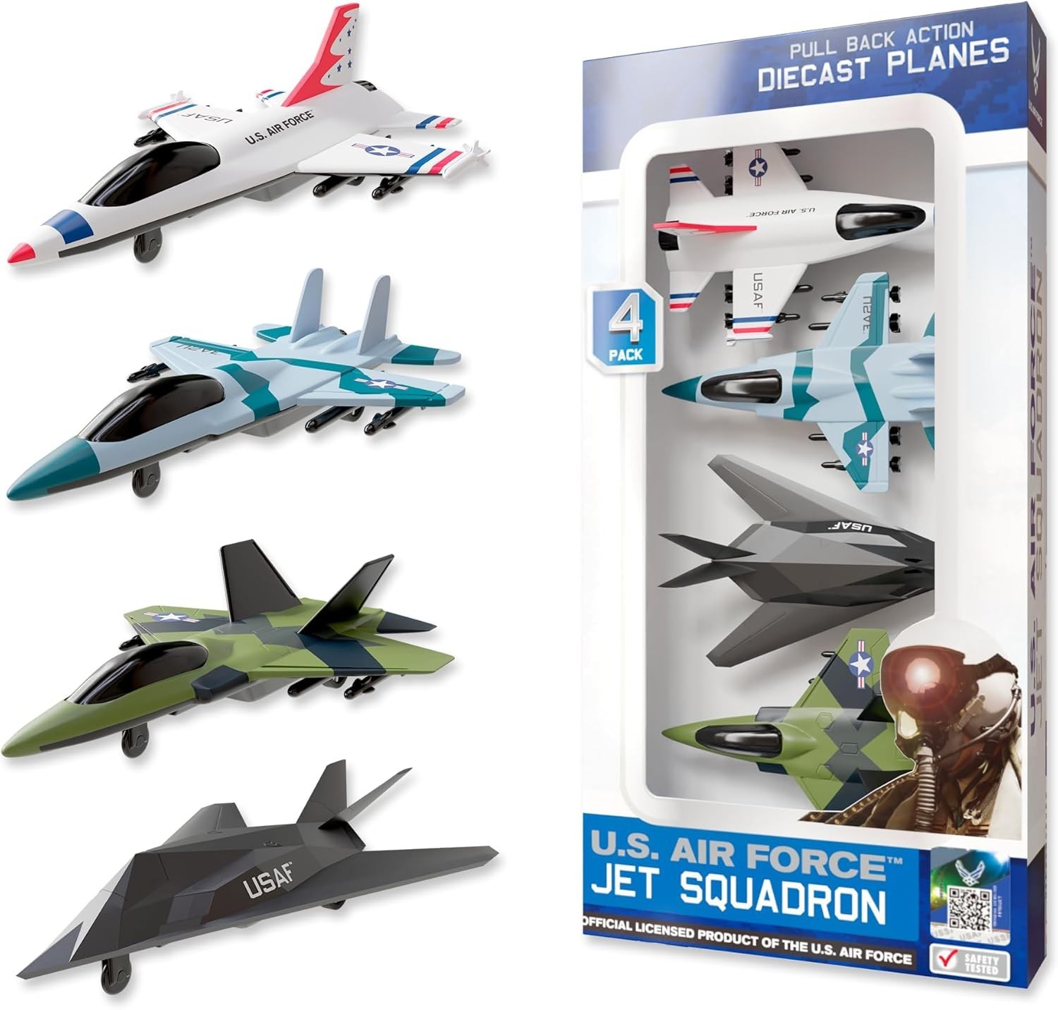 Exciting 4-Pack US Air Force Diecast Toy Fighter Jets - Perfect Gift for Kids