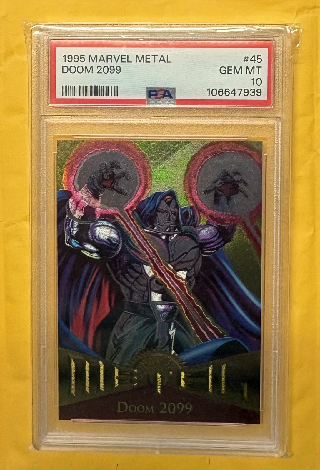 1995 Fleer Marvel Metal Doom 2099 #45 PSA 10 GEM MT view 1