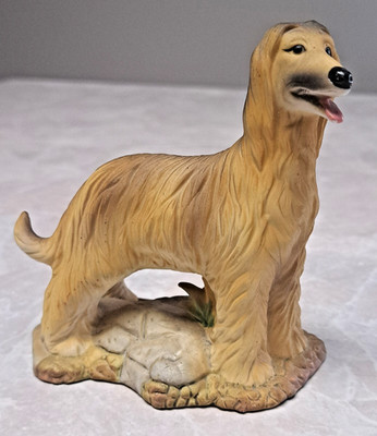 Collectible Vintage Afghan Hound Figurine   Tan Ceramic MCM Dog Decor 4.5''