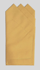 POCKET SQUARE Gold 3 point -Custom pre-folded  Sewn - just slips in pocket