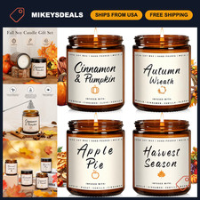 4 Pack Fall Scented Candles Set  Soy Candles for Home Decor  Gifts - Apple Pie